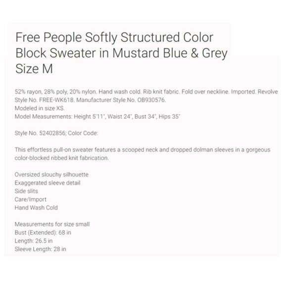 NWT-Free People Softly Structured Color Block Sweater - M - Picture 13 of 13